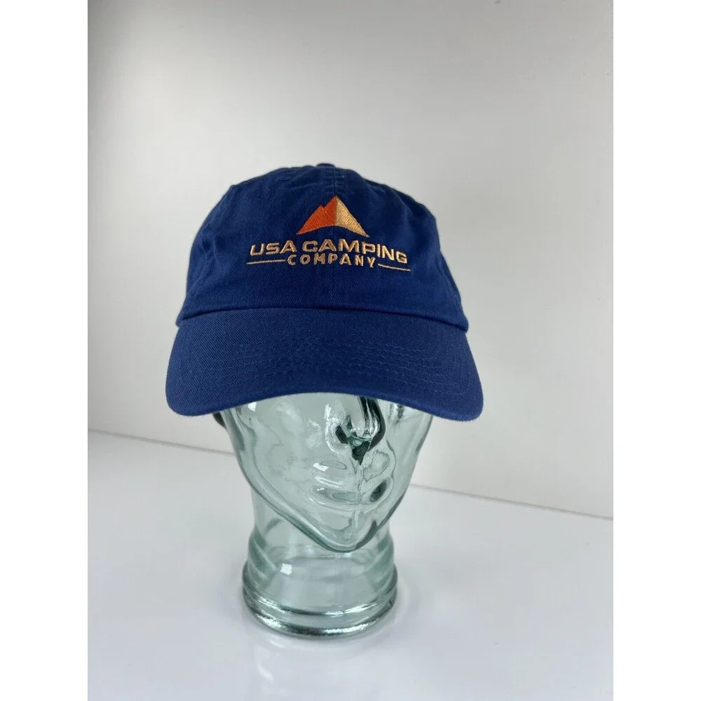 USA Camping Company Embroidered Baseball Hat Ball Cap Navy Blue Strapback